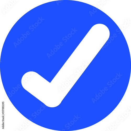 Check symbol enclosed within a cerulean circle