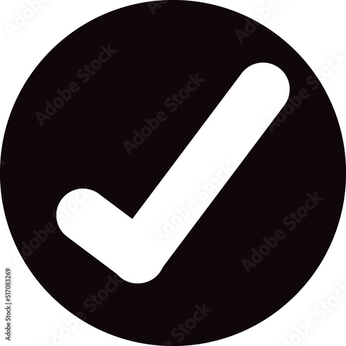 Check symbol enclosed within a burnt umber circle
