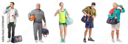 Set of people with sports b...