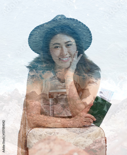 Young woman with passport a...