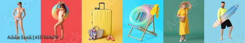 Summer collage with differe...