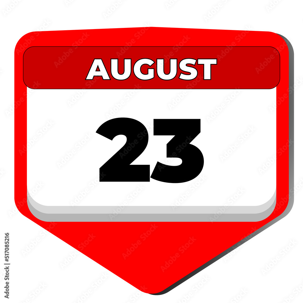 Fototapeta premium 23 August vector icon calendar day. 23 date of august. Twenty third day of august. 23th date number. 23 day calendar. Twenty three date. Flag of Ukraine, Black Ribbon Day