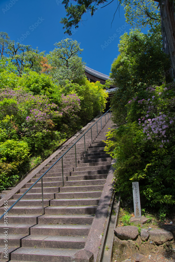 The stairways of Komyo-ji temple.  Kyoto Japan

