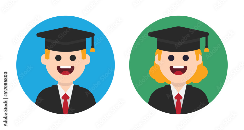Student character icon vector avatar. Study, education, university, college, graduate concept. Vector illustration Student character icon vector avatar. Study, education, university, college, graduate concept. Vector illustration