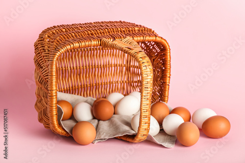 Brown and white chicken egg...