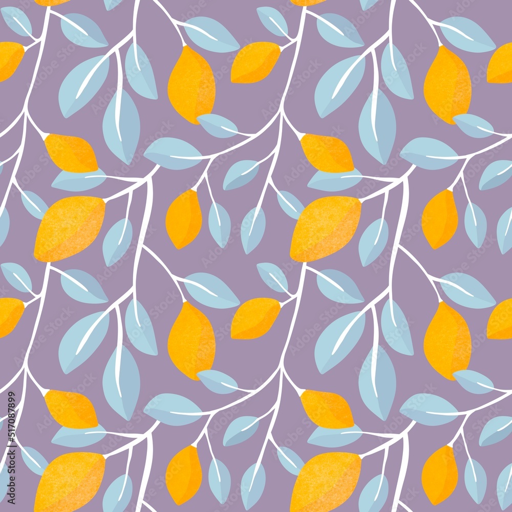 Summer citrus seamless lemon and leaves pattern for clothes print and wrapping paper and notebooks and kids Summer citrus seamless lemon and leaves pattern for clothes print and wrapping paper and notebooks and kids