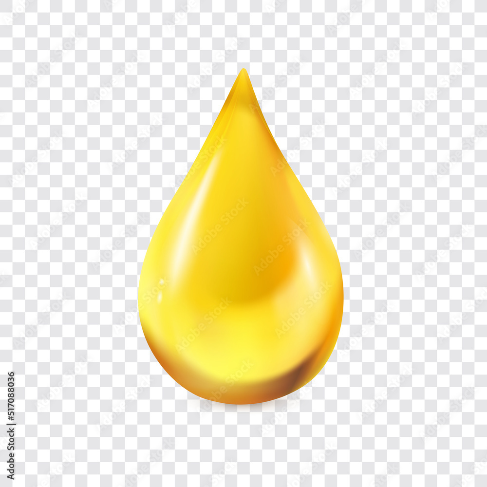 Oil drop vector illustration. Realistic golden droplet isolated on transparent background. Golden collagen essence, 3d vitamin icon. Healthcare and medicine concept. Illustration EPS10 Oil drop vector illustration. Realistic golden droplet isolated on transparent background. Golden collagen essence, 3d vitamin icon. Healthcare and medicine concept. Illustration EPS10