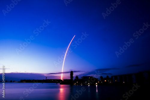 Falcon 9 Launch from Cape Canaveral at night with resupply to ISS photo