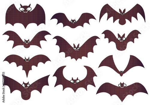 Set with Halloween bats for stickers and cards and gifts and fabrics and hobbies and wrapping paper