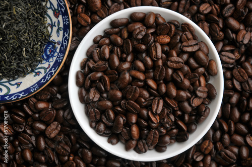 Coffee Beans in chinese teacup 