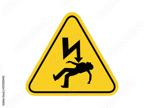 isolated danger of death caution, keep out, common hazardous symbols on yellow round triangle board warning sign for icon, label, logo or package industry etc. flat style vector design.