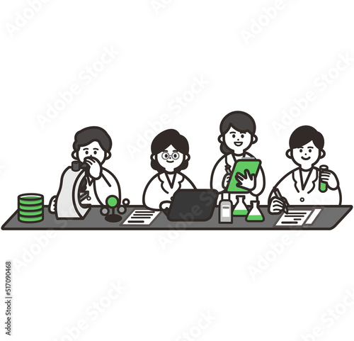 実験中の男女の研究者3 green