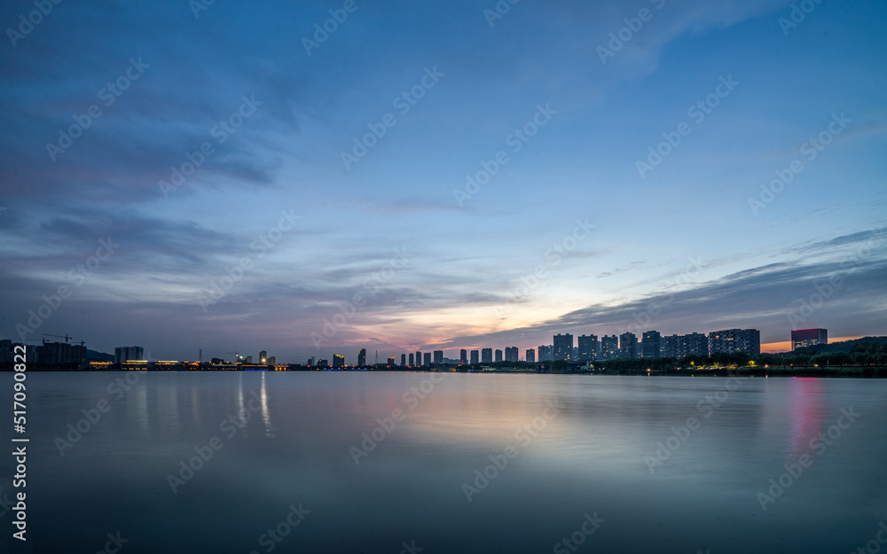 urban skyline and modern buildings at dusk, cityscape of China. urban skyline and modern buildings at dusk, cityscape of China.