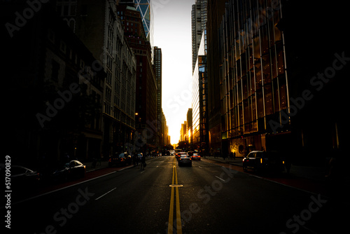 Manhattanhenge, New York City, sunset, 
