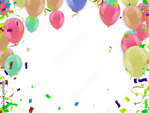 Kids party with balloons variety of colorson background photo