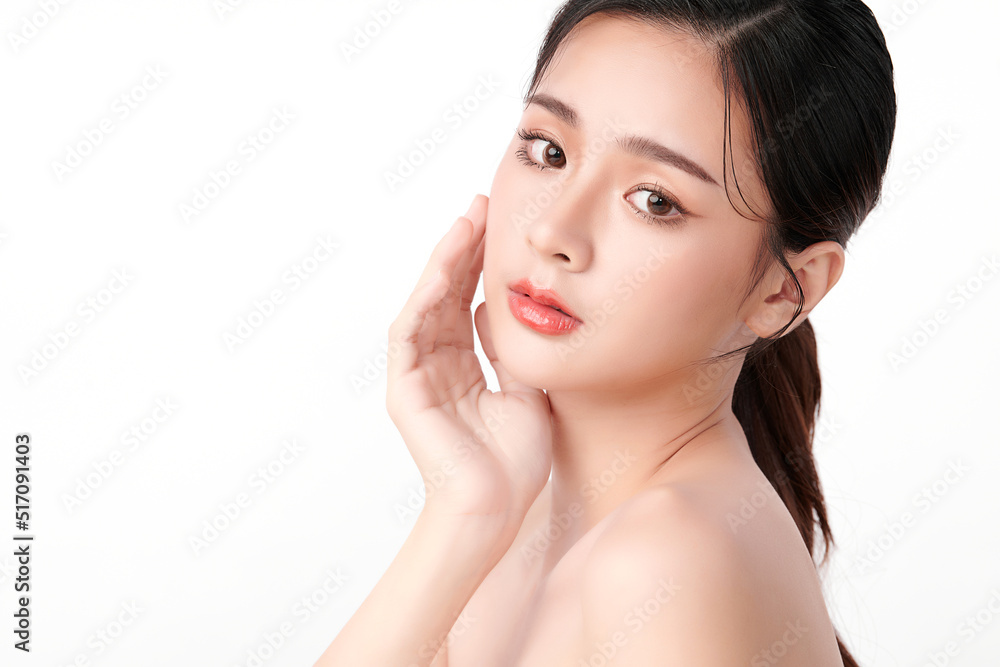 Beautiful young asian woman with clean fresh skin on white background, Face care, Facial treatment, Cosmetology, beauty and spa, Asian women portrait. Beautiful young asian woman with clean fresh skin on white background, Face care, Facial treatment, Cosmetology, beauty and spa, Asian women portrait.