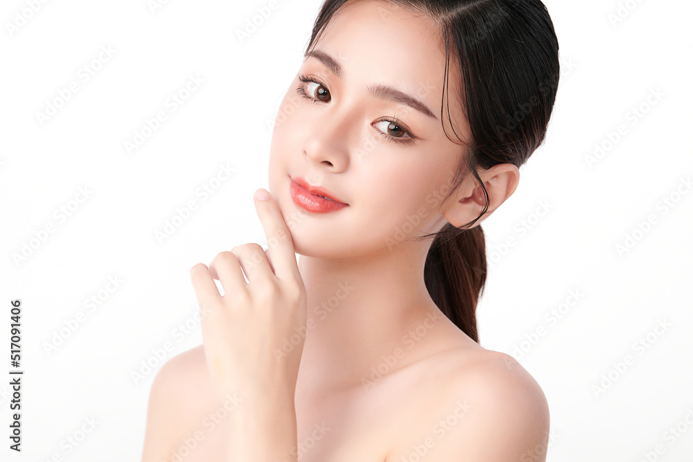 Beautiful young asian woman with clean fresh skin on white background, Face care, Facial treatment, Cosmetology, beauty and spa, Asian women portrait. Beautiful young asian woman with clean fresh skin on white background, Face care, Facial treatment, Cosmetology, beauty and spa, Asian women portrait.