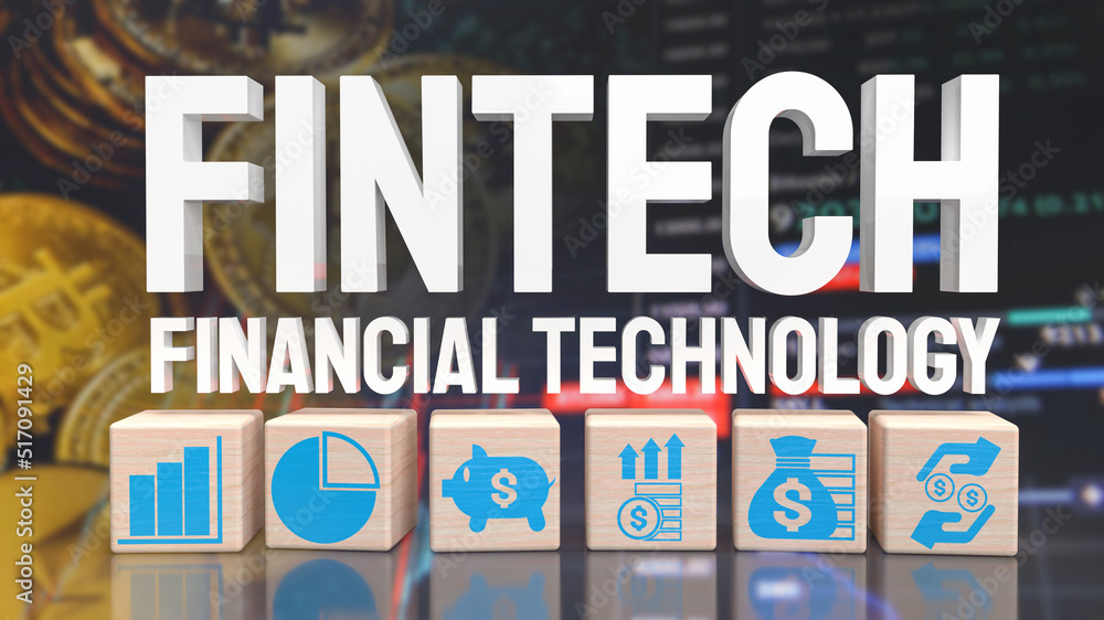 The fintech word on business background for technology concept 3d rendering The fintech word on business background for technology concept 3d rendering