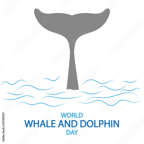 World whale and dolphin day tail, vector art illustration.