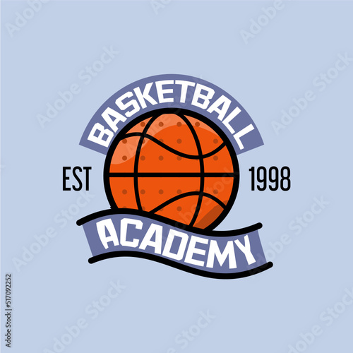 Basketball club logo, emblem, designs . Sport badge vector illustration, basketball club logo with ball