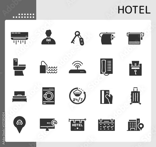hotel 2 icon set, isolated glyph icon, perfect for web, graphic design, social media, UI, mobile app, EPS vector illustration