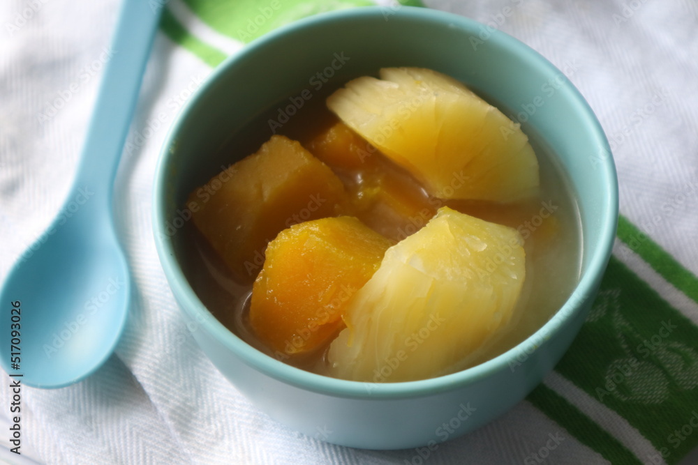 Kolak, a typical Indonesian food that uses bananas, sweet potatoes and pumpkin as the basic ingredients. Served when breaking the fast Kolak, a typical Indonesian food that uses bananas, sweet potatoes and pumpkin as the basic ingredients. Served when breaking the fast