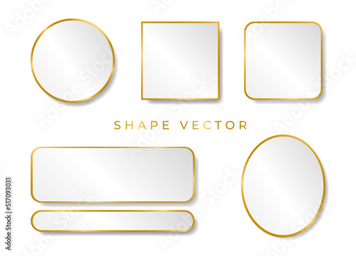 simple 3D white and gold shape board or frame vector on grey background with the circle, ellipse, the square can be put text or product on frame