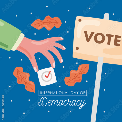 international day democracy lettering poster