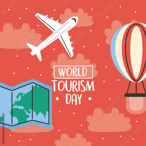 world turism day lettering poster photo
