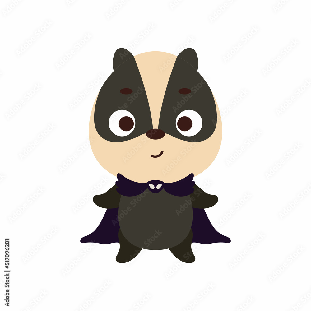 Cute little Halloween badger in a wizard costume. Cartoon animal character for kids t-shirts, nursery decoration, baby shower, greeting card, invitation, house interior. Vector stock illustration Cute little Halloween badger in a wizard costume. Cartoon animal character for kids t-shirts, nursery decoration, baby shower, greeting card, invitation, house interior. Vector stock illustration