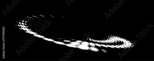 Tiered light polka dot halftone spiral on dark. Vector.