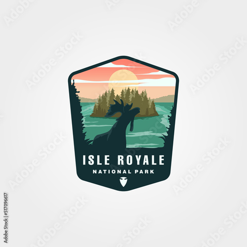 Fotografie, Obraz isle royale national park vector patch logo design, united states national park