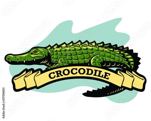 crocodile with banner vector illustration