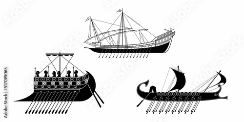 Obraz na plátně ancient ships in the set