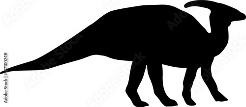 Isolated Dinosaur Silhouette, Parasaurolophus Silhouette in Vector