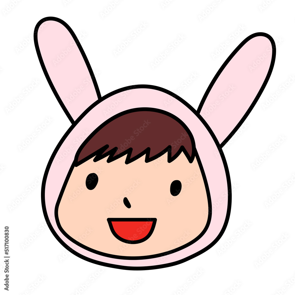 Obraz premium うさぎのフードをかぶった子供のイラスト素材