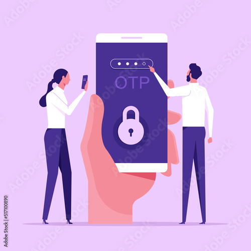 OTP authentication and Secure Verification, Never share OTP and Bank Details concept photo