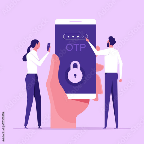 OTP authentication and Secure Verification, Never share OTP and Bank Details concept