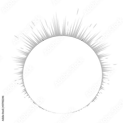 Bursting rays. Sunburst frame. Abstract equalizer element with dotted lines for design. Vector illustration.