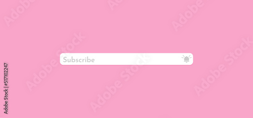 Clean pink background with subscribe text and icon. Minimalist concept vector background