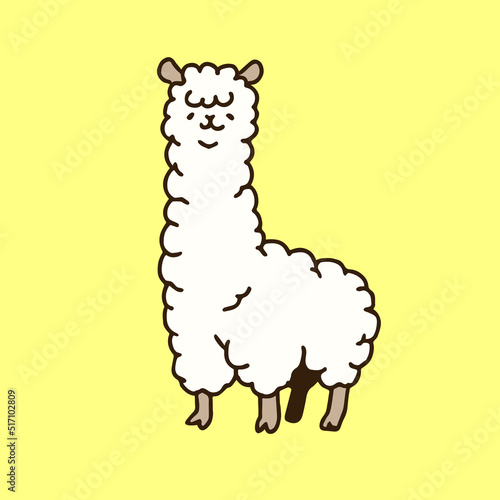 手書きのかわいいアルパカのイラスト