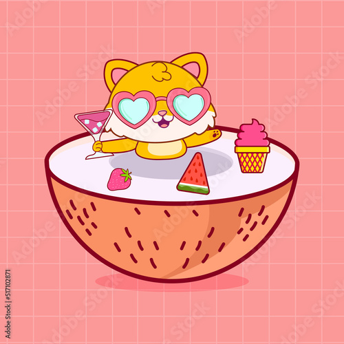 Cute foxy enjoy summer vacation.