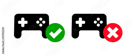 Game allowed and game prohibited. Game controller icon set. Vector.