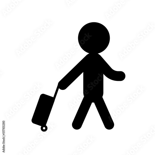 A person walking with a suitcase. Carrying luggage. Vector.