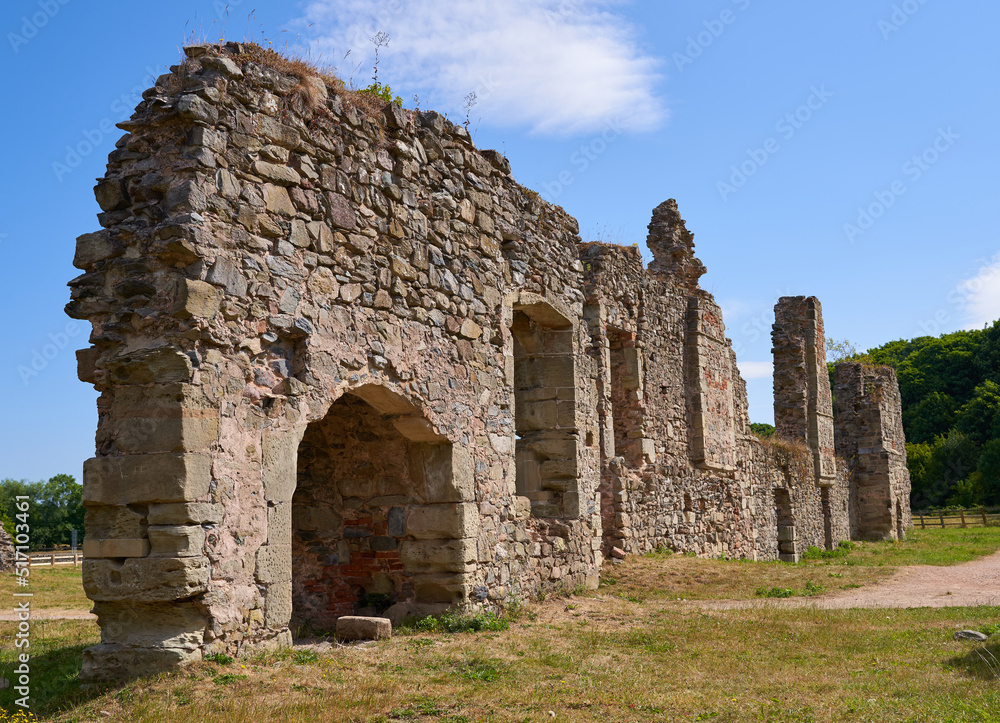The ruins of Grace Dieu priory near Thringstone in Leicestershire, England.
