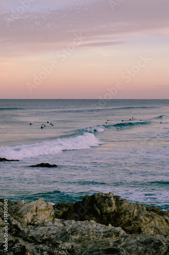 Sunset North Stradbroke Island Queensland Australia Man Woman Beach Waves Surf Voley Holidays Surfing photo