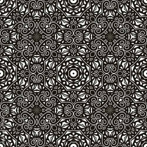 geometric pattern Can be stitched in all directions, Thai pattern, black and white tone, vector file