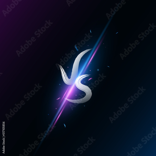 Versus background with lightning effect. VS screen for sport games, match, tournament, martial arts. Sport banner. Abstract blue and purple flashes of light. Vector illustration