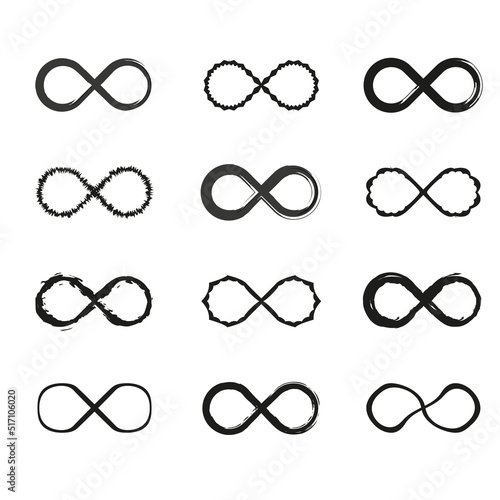 infinity icons in modern style. Vector illustration. Stock image.
