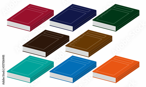 斜めの閉じたハードカバーのカラフルな本のベクターイラスト素材のセット
